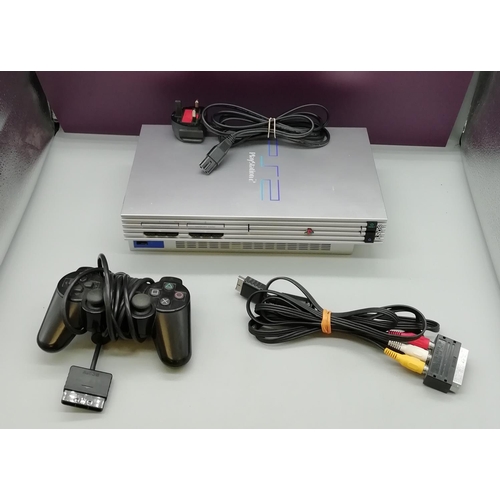 207 - Silver Playstation 2 with Controller.