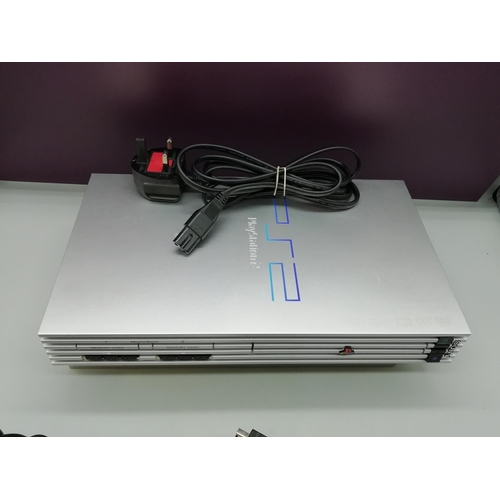 207 - Silver Playstation 2 with Controller.