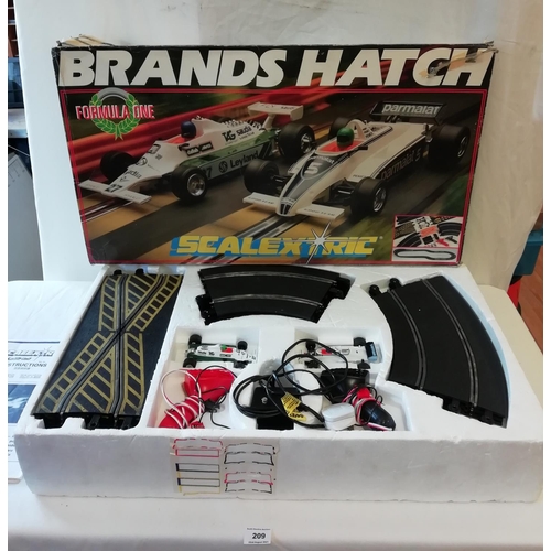 209 - Scalextric Brands Hatch Set - Boxed. (Looks complete except for Spoiler on 1 Car).