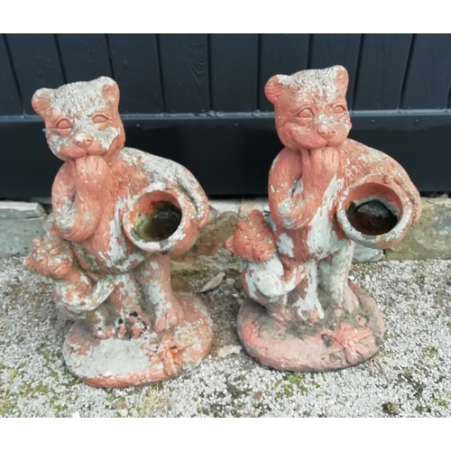 211 - 2 x Bears with Honey Pots Garden Ornaments. 50cm High, 30cm Long. This Lot is Collection Only.