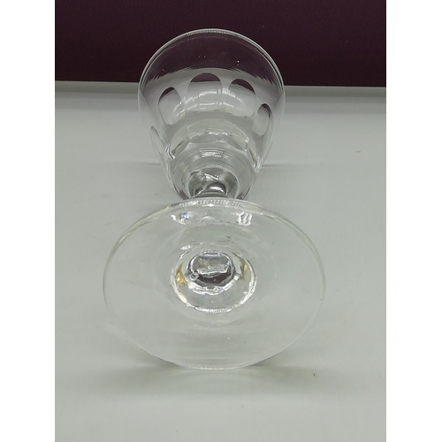 216 - Hand Blown, Panel Faceted, Ball Stem Toast Glass. c1790. 12cm High.