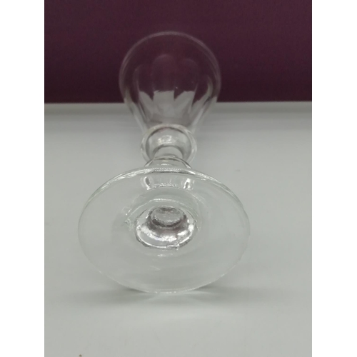 220 - Georgian Hand Blown Double Knopped, Panel Cut, Wine Glass. 11.5cm High.