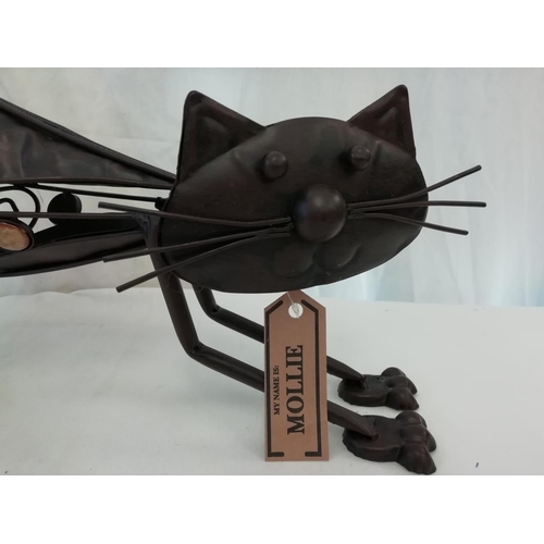 224 - Metal Sculpture of a Cat 'Mollie' 56cm Long.