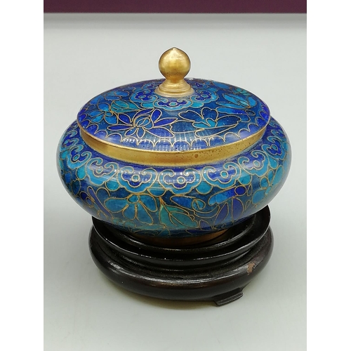 225 - 2 x Cloisonne 6cm High Pots on Stands.