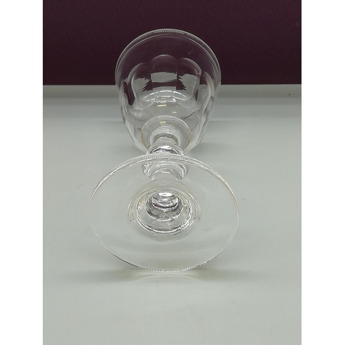 256 - Late Georgian Double Knopped, Hand Blown, Panel Cut, Liqueur Glass. 9cm High.