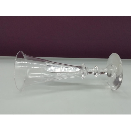 257 - Georgian Hand Blown Trumpet Shape, Knopp Stem Sherry Glass. 15cm High