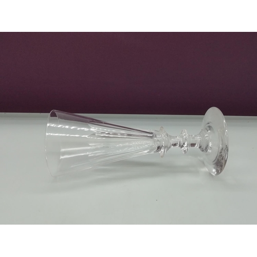 258 - Late Georgian Hand Blown, Double Knopped, Panel Cut Wine Flute. 15cm High.