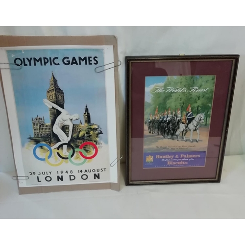 260 - Framed and Glazed Huntley & Palmer Advertising Poster 40cm x 30cm plus London Olympic Poster for 194... 