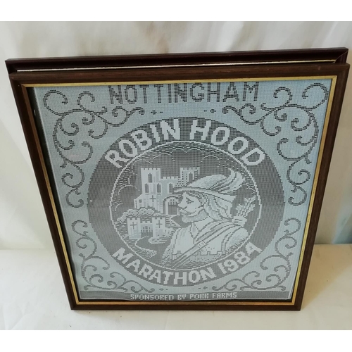 263 - Framed and Glazed 32.5cm Square Nottingham Lace Pictures (4) plus 1 Other Nottingham Lace Item.