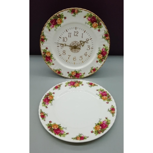 264 - Royal Albert Plate and Clock in the 'Old Country Roses' Pattern.