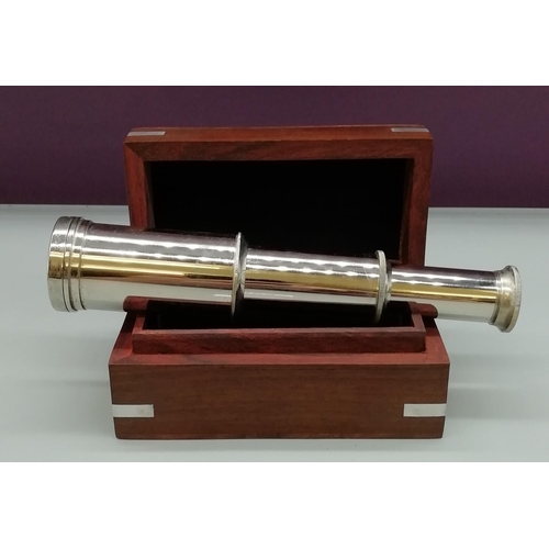 269 - Boxed White Metal Mini Telescope. 16.5cm when Fully Drawn.