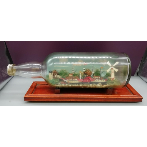 281 - Paddle Steamer Ship in Bottle.