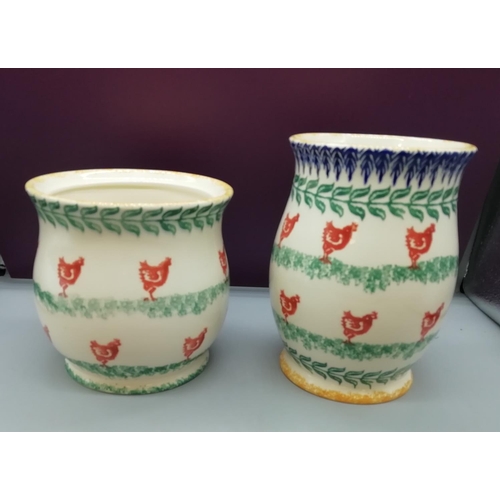 287 - Moorland Pottery Hen Design Pots. 20cm High.