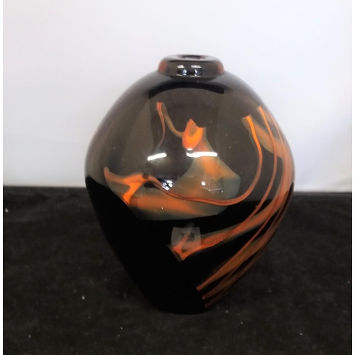 299 - Rare Signed Studio Art Glass Vase by Karlin Rushbrooke c1970s. 13cm High.