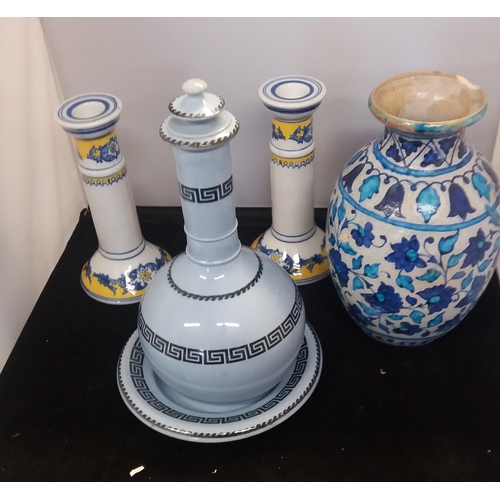 315 - Collection of Pottery including Italian Pottery, Blue and White Planter & Cigar Tray, Vase/Carafe wi... 