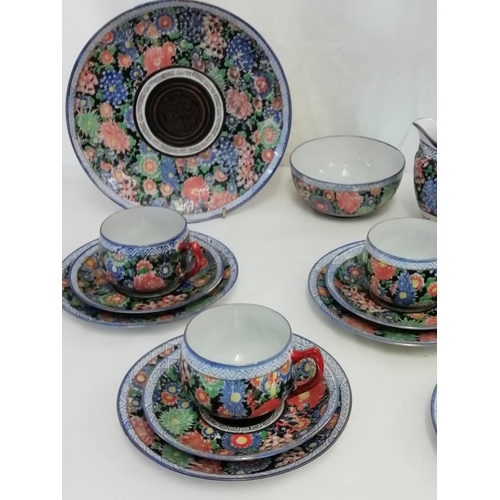 36 - 21 Piece Japanese Teaset. Nibble to Rim of 1 Cup.