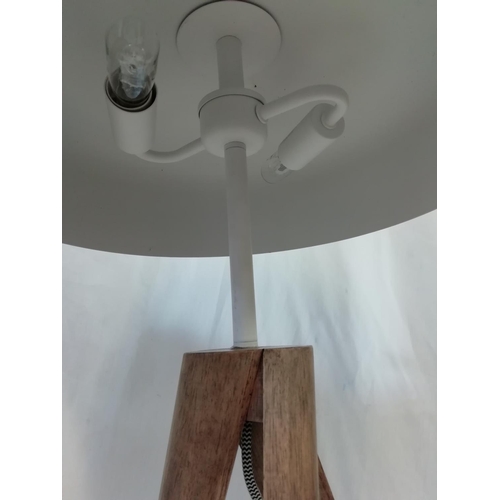 4 - Retro Teak 57cm Table Lamp with Metal Shade. W/O