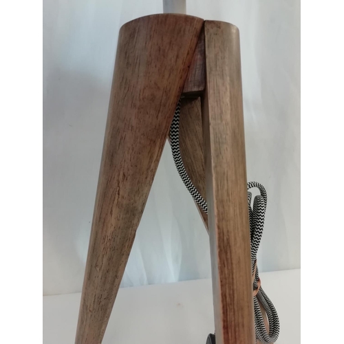 4 - Retro Teak 57cm Table Lamp with Metal Shade. W/O