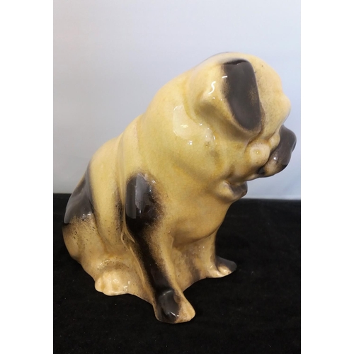 45A - c1870 Staffordshire Slipware Pug Figure 15cm in height