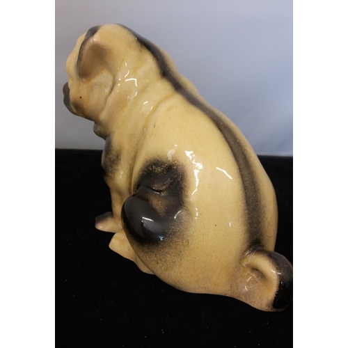 45A - c1870 Staffordshire Slipware Pug Figure 15cm in height