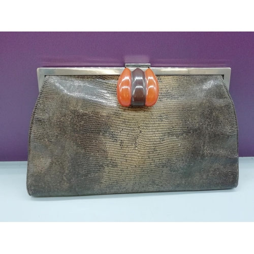 49 - Art Deco Atomiser, Compact and Snakeskin Bag.