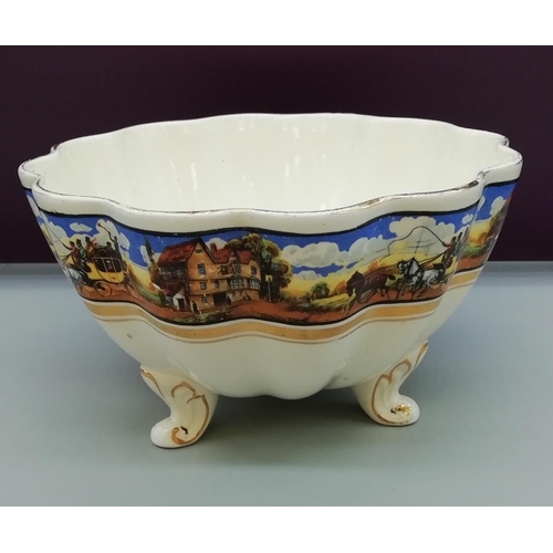 53 - 1940s Gibsons Footed Bowl 'Stagecoach and Inn'. 18cm Diameter, 11cm High.