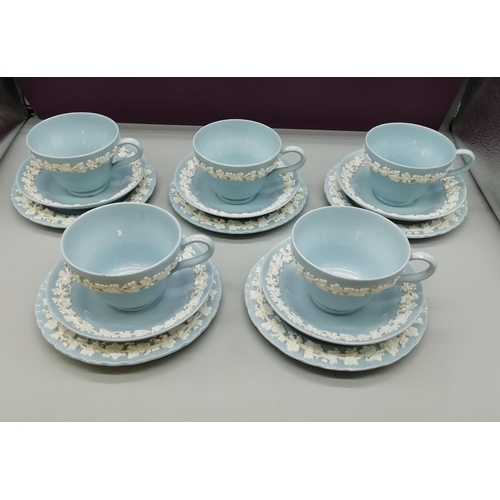 57 - Wedgwood Queensware 15 Pieces including Cups and Saucers. 3 Cups have Chip to Rim.