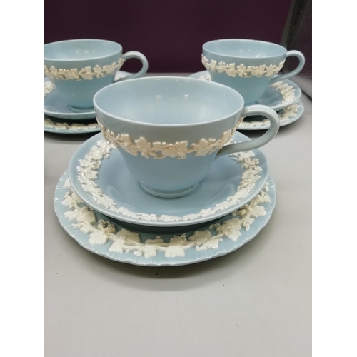 57 - Wedgwood Queensware 15 Pieces including Cups and Saucers. 3 Cups have Chip to Rim.