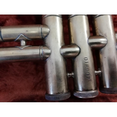 59 - Cor-Ton Trumpet with Mother of Pearl Valve Tops and Case. Valves Sticking.