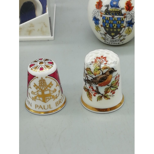 73 - Collection of Thimbles (6), Small Miniature 'Putney' Jug plus 2 x Wedgwood Trinket Pots in the 'Ange... 