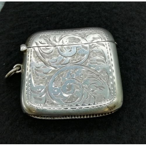 78 - Hallmarked Silver Etched Vesta Case. E.R to Catouche.