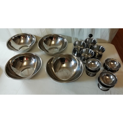 80A - Stainless Steel Large Bowls (4), Dip Set plus Fruit/Prawn Cocktail Dishes (6).