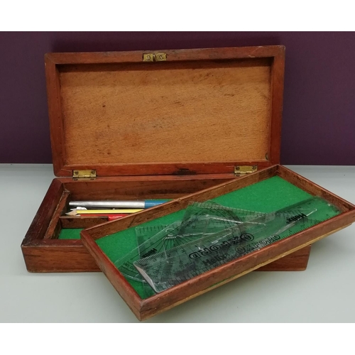 82 - Wooden Box containing Drawing Items.