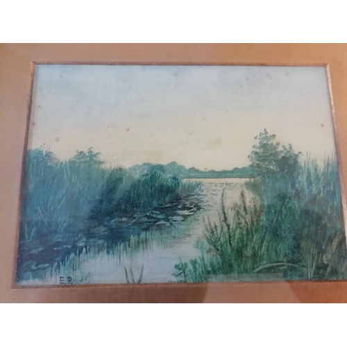 96 - 4 x Framed and Glazed Watercolours signed E.P. Some Foxing. 38cm x 31cm.