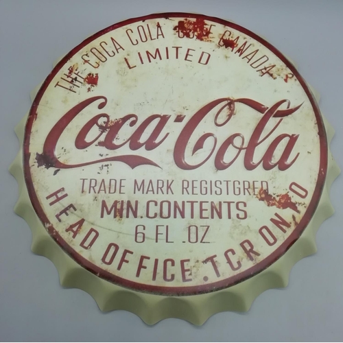 728 - White Coca Cola Bottle Top. 35.5cm Diameter