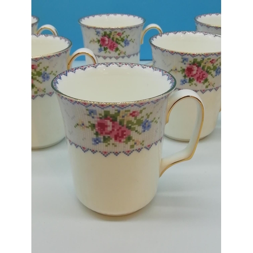13 - Royal Albert 'Petit Point' Mugs (6). Slight Nip to Rim on 1 Mug.