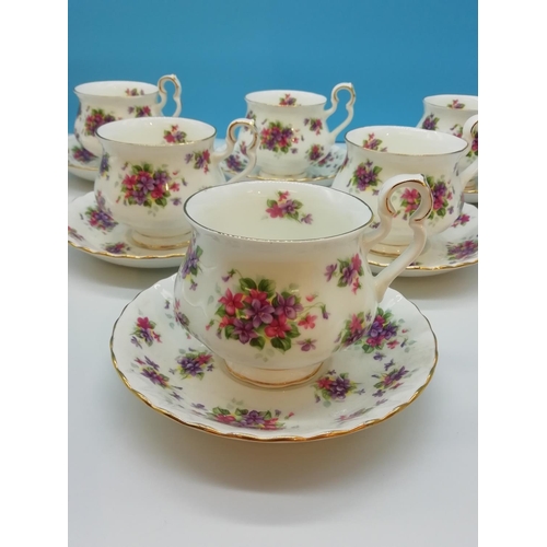 3 - Royal Albert Cups and Saucers (6) in the 'Violetta' Pattern. 2nds Quality.