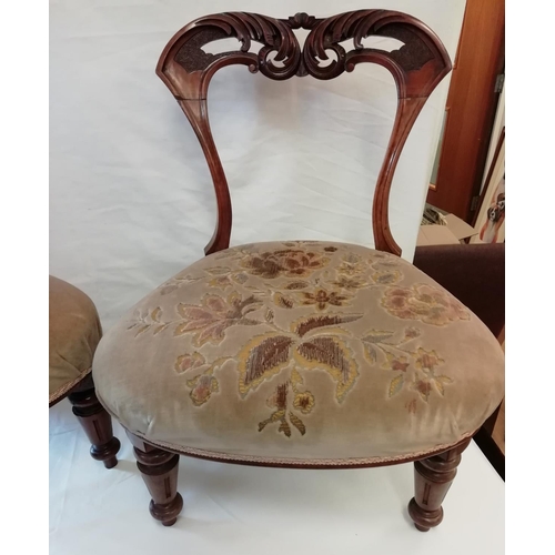 48 - Pair of Victorian Carved Walnut Childs/Nursing Chairs. c1880. This Lot is Collection Only.