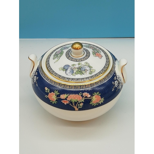 9 - Wedgwood Teapot, Sugar and Cream in the 'Blue Siam' Pattern.