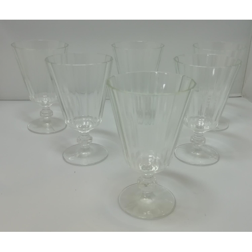 117 - Cut Glass Knob Stem Glasses (6).