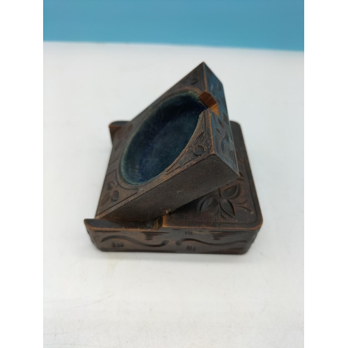 23 - Black Forest Pocket Watch Stand and Case. 8cm x 7.5cm.