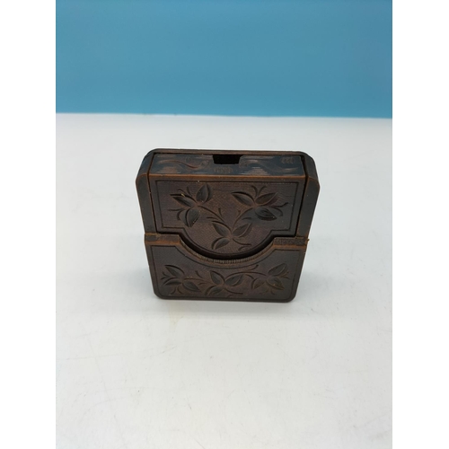 23 - Black Forest Pocket Watch Stand and Case. 8cm x 7.5cm.