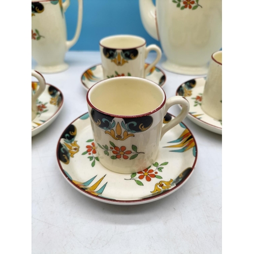 46 - Minton c1900 11 Piece Coffee Set AF To handle Milk jug.