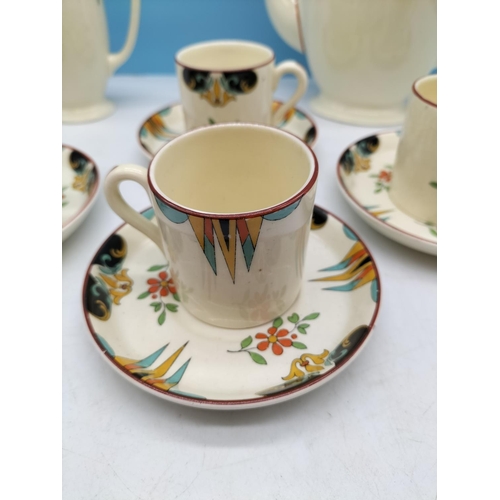 46 - Minton c1900 11 Piece Coffee Set AF To handle Milk jug.