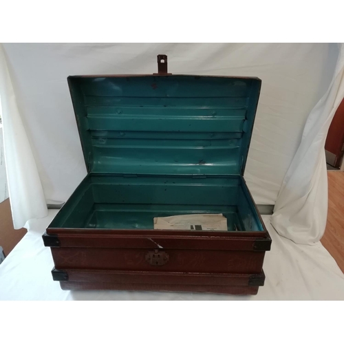 489 - Tin Trunk. 60cm x 30cm x 40cm. This Lot is Collection Only.