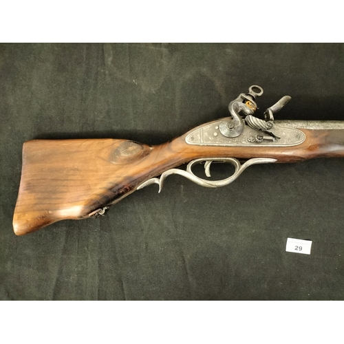 29 - Ornamental Wood and Metal Blunder Buster Display Rifle. 79cm Long. Small Piece Missing on Safety Cat... 