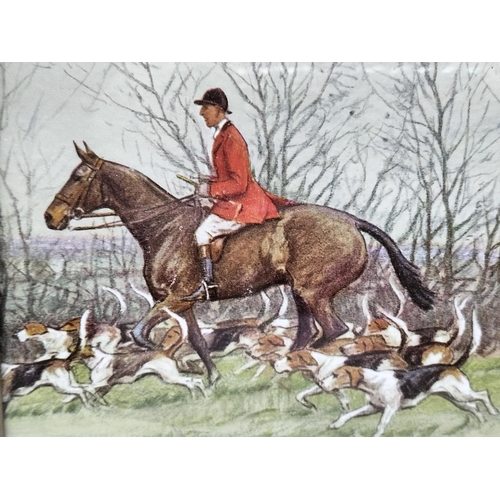 89 - Vintage Framed and Mounted Print of Hunting Scene. 47cm x 40cm.