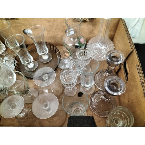 96 - Box of Assorted Glass including Wine Glasses and Decanter.