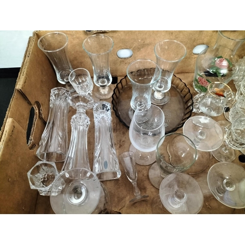 96 - Box of Assorted Glass including Wine Glasses and Decanter.
