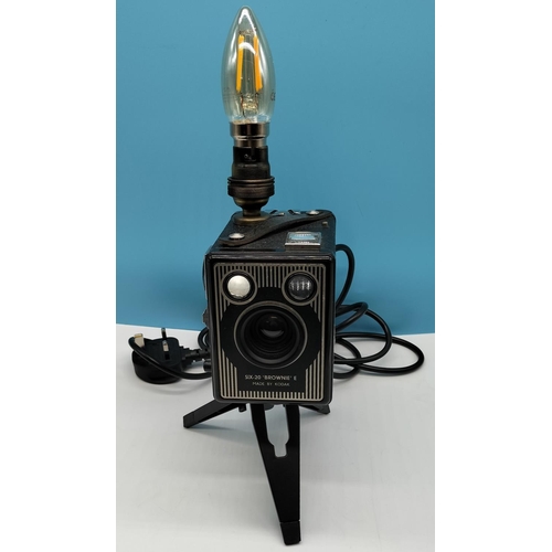 10A - Brownie Camera Upcycled Table Lamp. Approx 32cm including Bulb. W/O